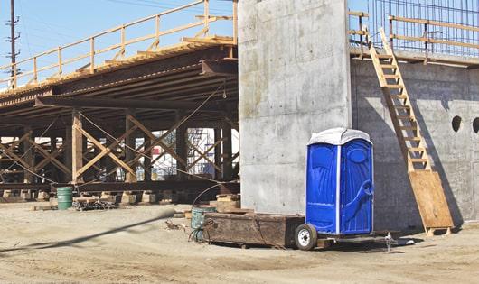 handy and practical toilets located at a job site